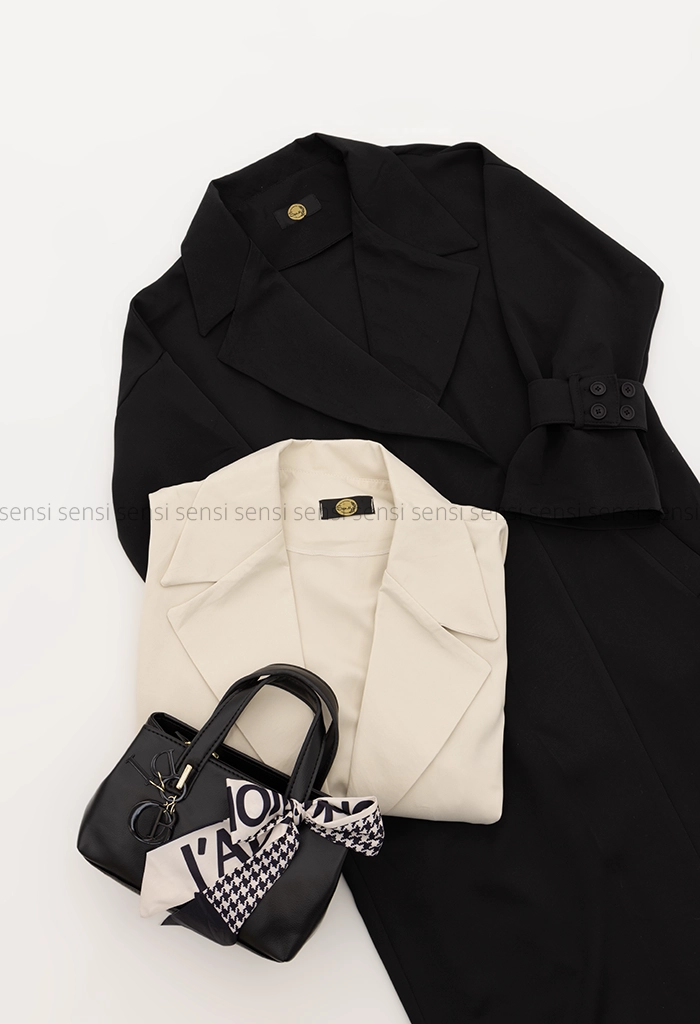 مانتو بلند مازراتی پشت دکمه نما کد1005478